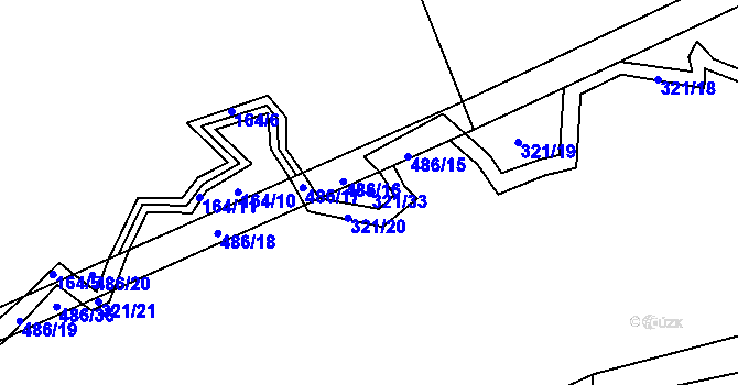 Parcela st. 321/33 v KÚ Lešov, Katastrální mapa