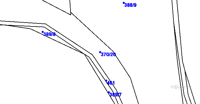 Parcela st. 370/20 v KÚ Lešov, Katastrální mapa