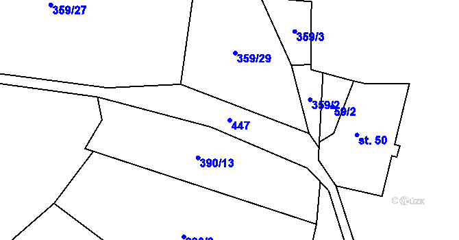 Parcela st. 447 v KÚ Lešov, Katastrální mapa