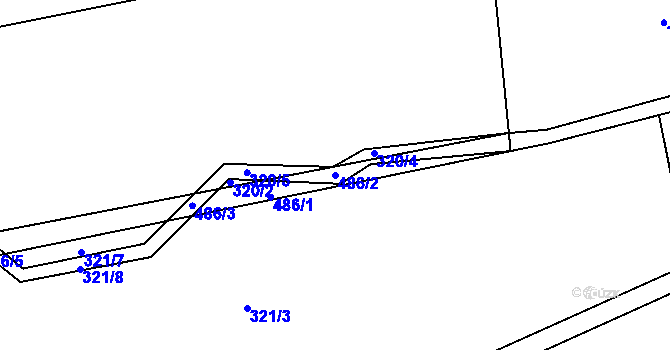 Parcela st. 486/2 v KÚ Lešov, Katastrální mapa