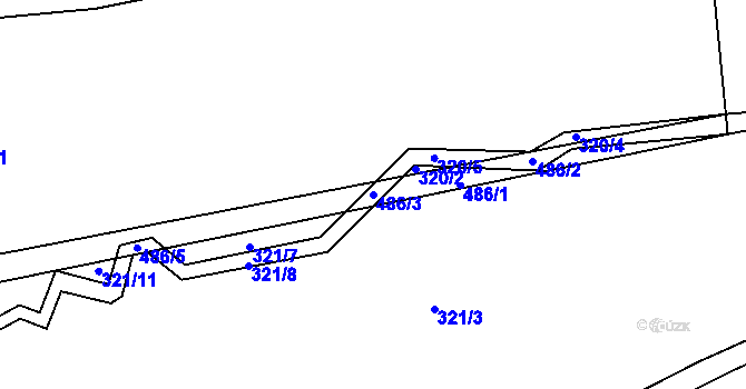 Parcela st. 486/3 v KÚ Lešov, Katastrální mapa