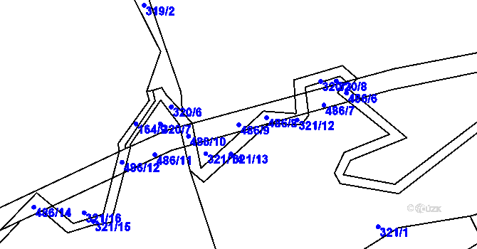 Parcela st. 486/9 v KÚ Lešov, Katastrální mapa