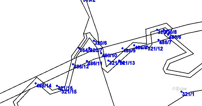 Parcela st. 486/10 v KÚ Lešov, Katastrální mapa