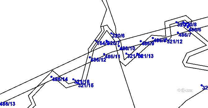 Parcela st. 486/11 v KÚ Lešov, Katastrální mapa