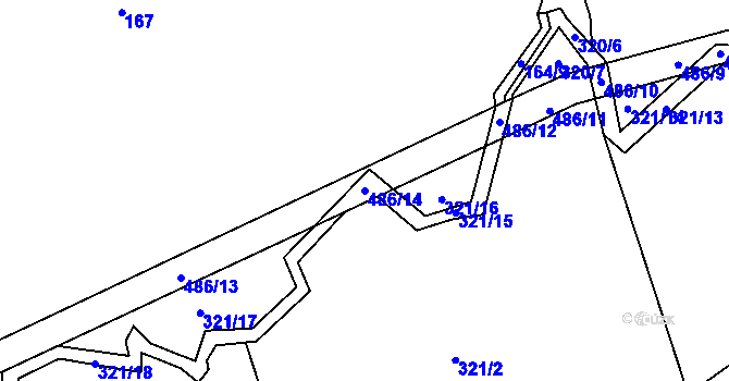 Parcela st. 486/14 v KÚ Lešov, Katastrální mapa