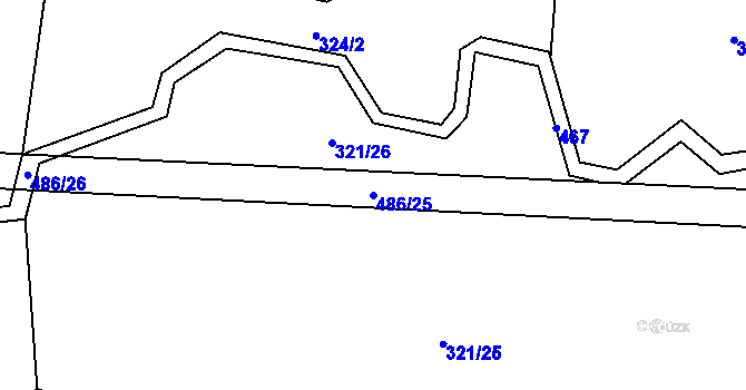 Parcela st. 486/25 v KÚ Lešov, Katastrální mapa