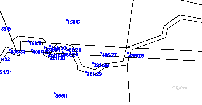 Parcela st. 486/27 v KÚ Lešov, Katastrální mapa