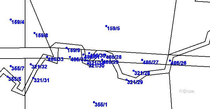 Parcela st. 486/28 v KÚ Lešov, Katastrální mapa