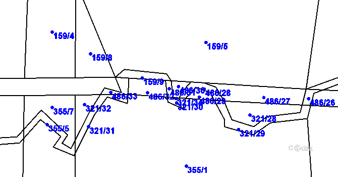 Parcela st. 486/31 v KÚ Lešov, Katastrální mapa