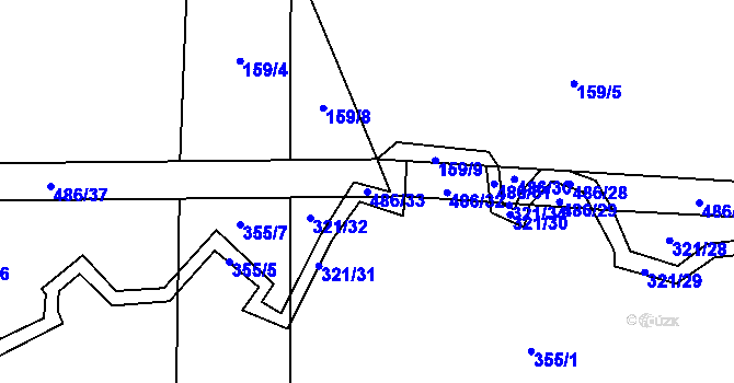 Parcela st. 486/33 v KÚ Lešov, Katastrální mapa