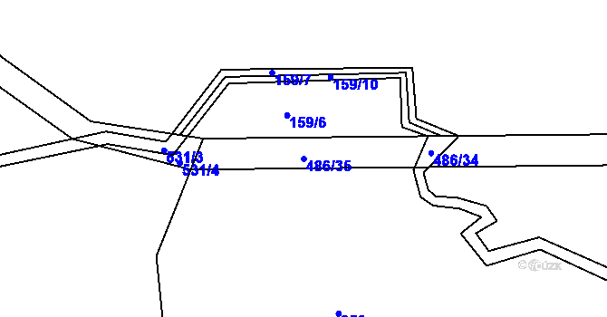 Parcela st. 486/35 v KÚ Lešov, Katastrální mapa