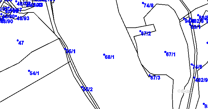 Parcela st. 68/1 v KÚ Lešov, Katastrální mapa