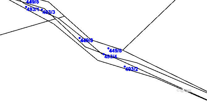 Parcela st. 493/4 v KÚ Lešov, Katastrální mapa
