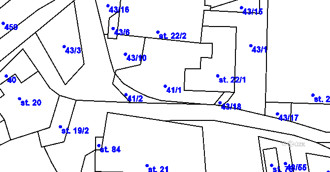Parcela st. 41/1 v KÚ Lešov, Katastrální mapa