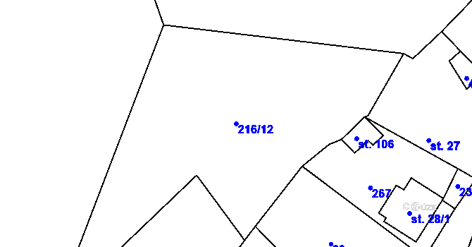 Parcela st. 216/12 v KÚ Leština u Herálce, Katastrální mapa