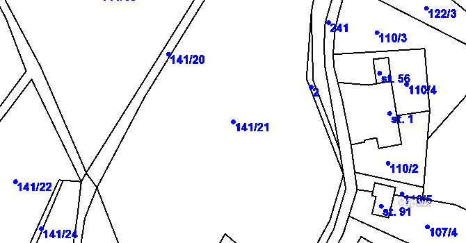 Parcela st. 141/21 v KÚ Leština u Herálce, Katastrální mapa