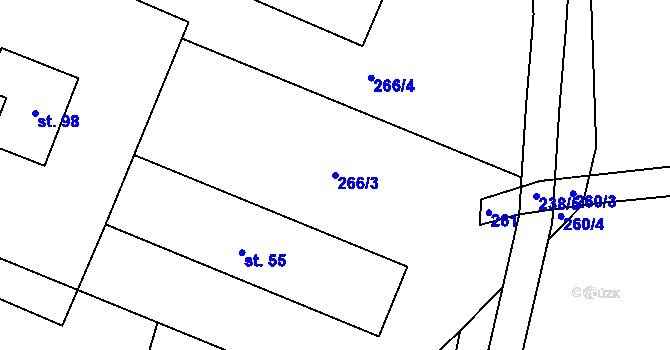 Parcela st. 266/3 v KÚ Leština u Herálce, Katastrální mapa