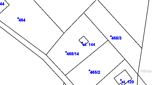 Parcela st. 144 v KÚ Doubravice u Leštiny, Katastrální mapa