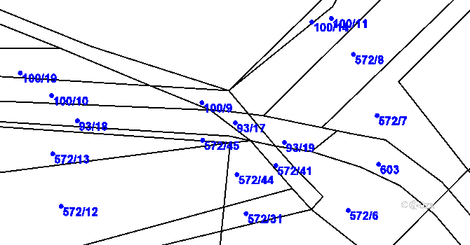 Parcela st. 93/17 v KÚ Doubravice u Leštiny, Katastrální mapa