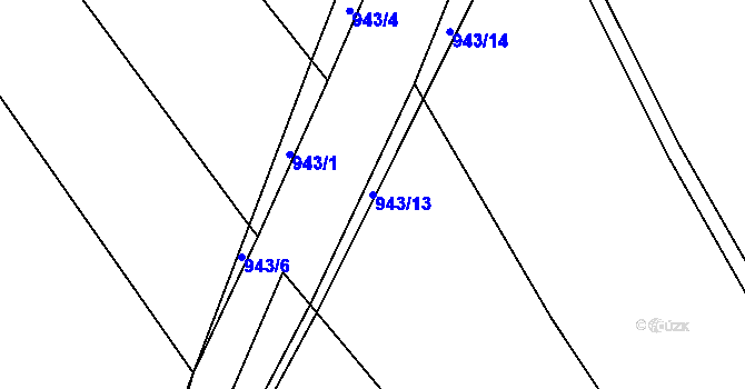 Parcela st. 943/13 v KÚ Doubravice u Leštiny, Katastrální mapa