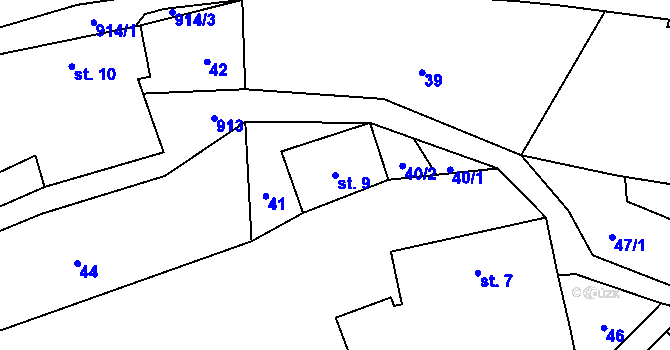 Parcela st. 9 v KÚ Leština, Katastrální mapa