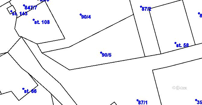 Parcela st. 90/5 v KÚ Leština, Katastrální mapa