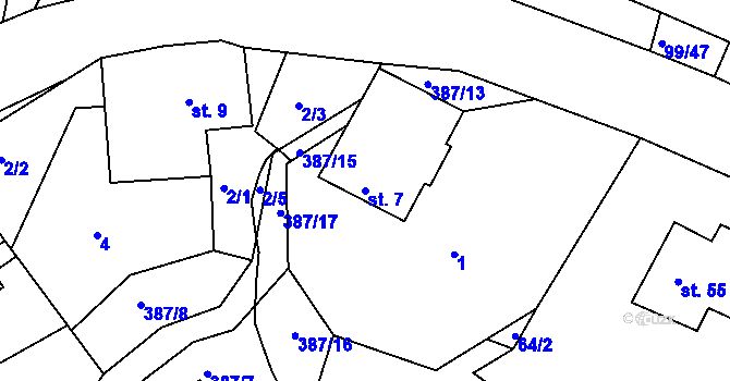 Parcela st. 7 v KÚ Podhořany u Nových Hradů, Katastrální mapa