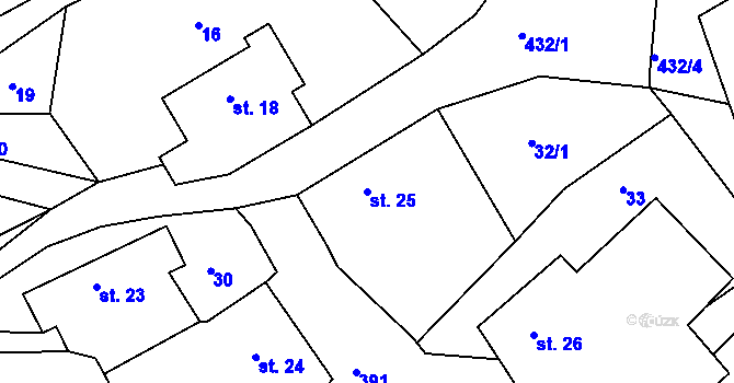 Parcela st. 25 v KÚ Podhořany u Nových Hradů, Katastrální mapa
