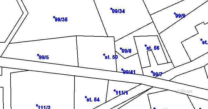 Parcela st. 50 v KÚ Podhořany u Nových Hradů, Katastrální mapa