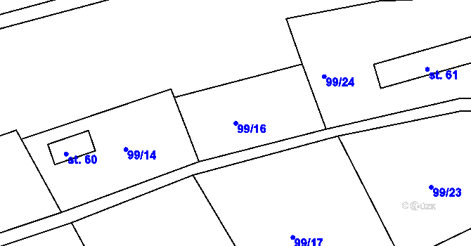 Parcela st. 99/16 v KÚ Podhořany u Nových Hradů, Katastrální mapa