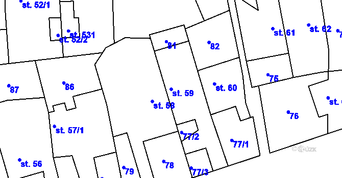 Parcela st. 59 v KÚ Leština u Zábřeha, Katastrální mapa