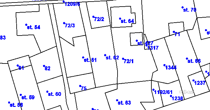 Parcela st. 62 v KÚ Leština u Zábřeha, Katastrální mapa