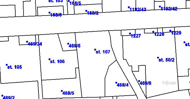 Parcela st. 107 v KÚ Leština u Zábřeha, Katastrální mapa