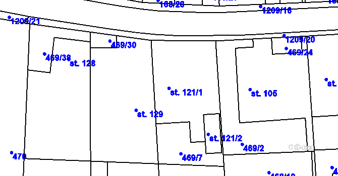 Parcela st. 121 v KÚ Leština u Zábřeha, Katastrální mapa