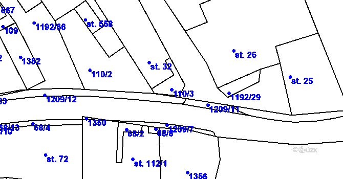 Parcela st. 110/3 v KÚ Leština u Zábřeha, Katastrální mapa