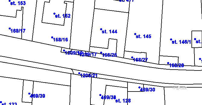 Parcela st. 168/26 v KÚ Leština u Zábřeha, Katastrální mapa