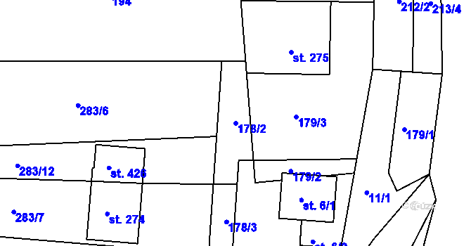 Parcela st. 178/2 v KÚ Leština u Zábřeha, Katastrální mapa