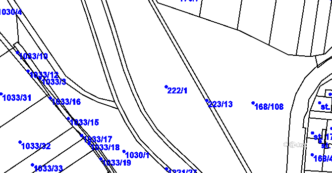 Parcela st. 222/1 v KÚ Leština u Zábřeha, Katastrální mapa