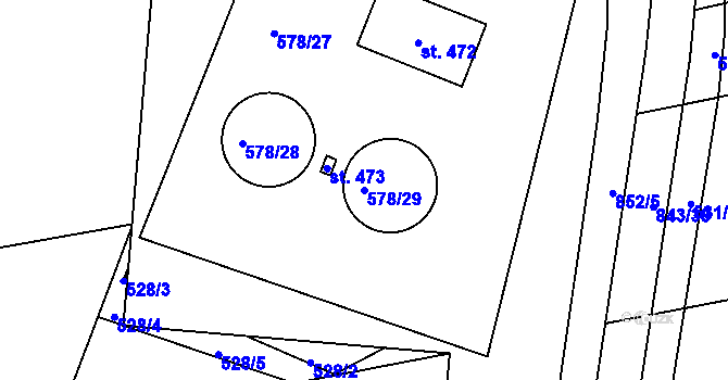 Parcela st. 578/29 v KÚ Leština u Zábřeha, Katastrální mapa