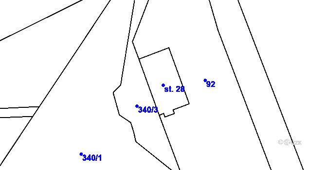 Parcela st. 28 v KÚ Dobrnice, Katastrální mapa