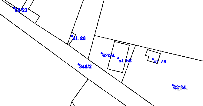 Parcela st. 62/24 v KÚ Dobrnice, Katastrální mapa