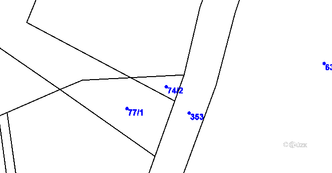 Parcela st. 74/2 v KÚ Dobrnice, Katastrální mapa