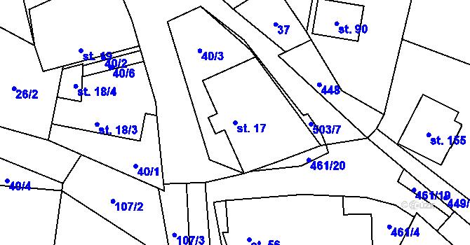 Parcela st. 17 v KÚ Leština u Světlé, Katastrální mapa