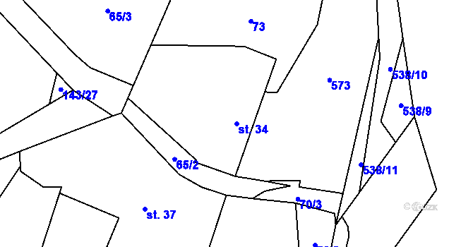 Parcela st. 34 v KÚ Leština u Světlé, Katastrální mapa