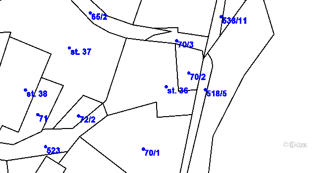 Parcela st. 36 v KÚ Leština u Světlé, Katastrální mapa