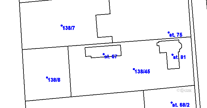 Parcela st. 67 v KÚ Leština u Světlé, Katastrální mapa