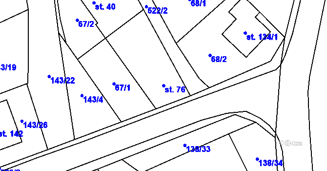 Parcela st. 76 v KÚ Leština u Světlé, Katastrální mapa