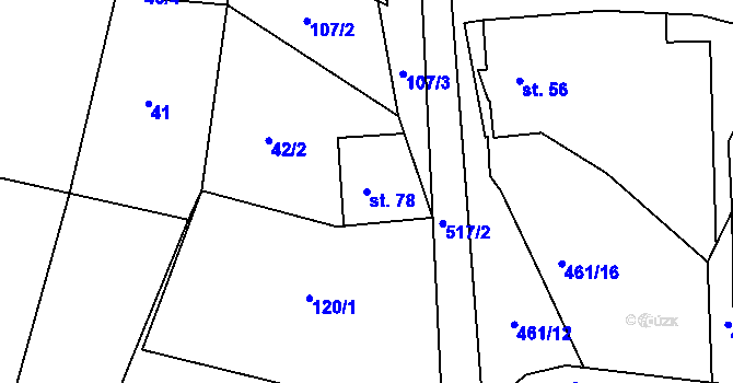 Parcela st. 78 v KÚ Leština u Světlé, Katastrální mapa