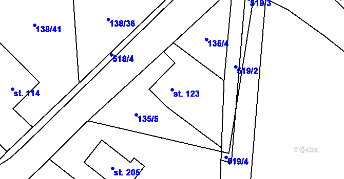 Parcela st. 123 v KÚ Leština u Světlé, Katastrální mapa