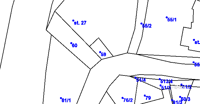 Parcela st. 59 v KÚ Leština u Světlé, Katastrální mapa
